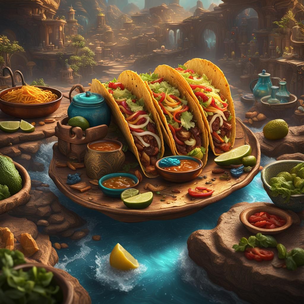 Fantastical Taco: Detailed Matte Painting in Deep Color