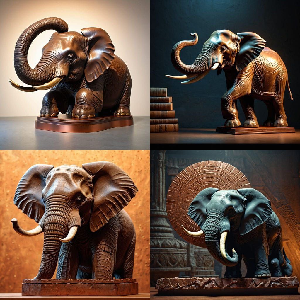 Astonishing Ceramic Elephant Sculpture in Copper Glaze
