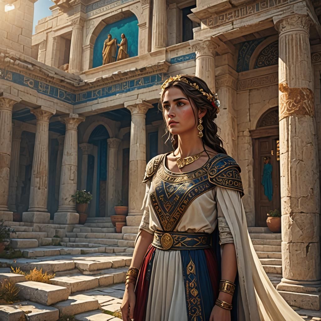 Elegant Woman in Traditional Greek Costume