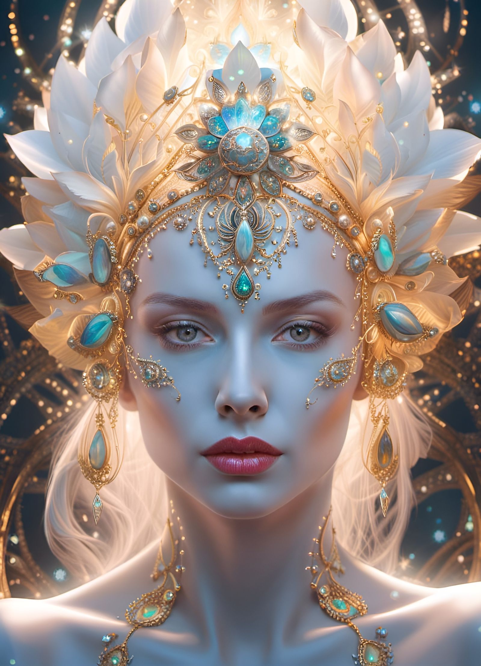Bioluminescent Goddess Portrait in Detailed Digital Art