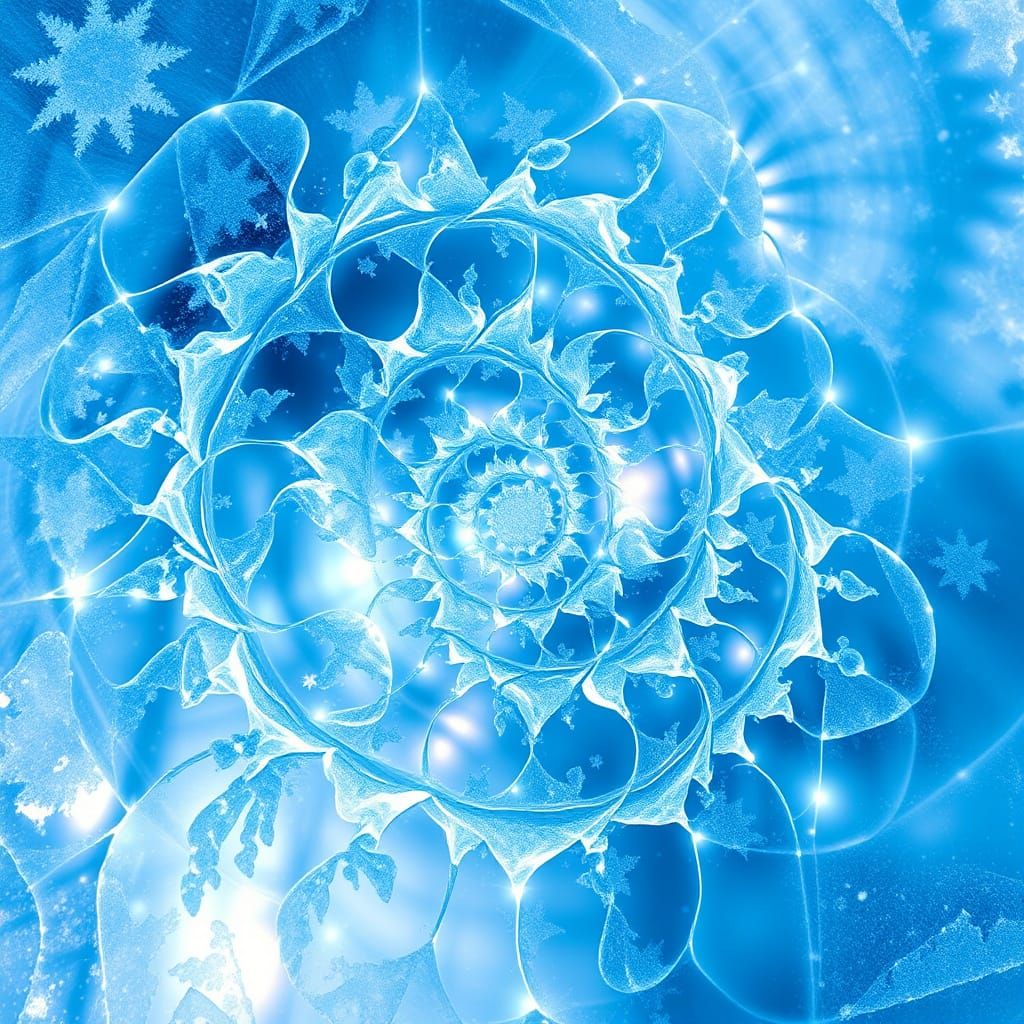 Ethereal Ice Spiral Fractals in Microscopic Detail
