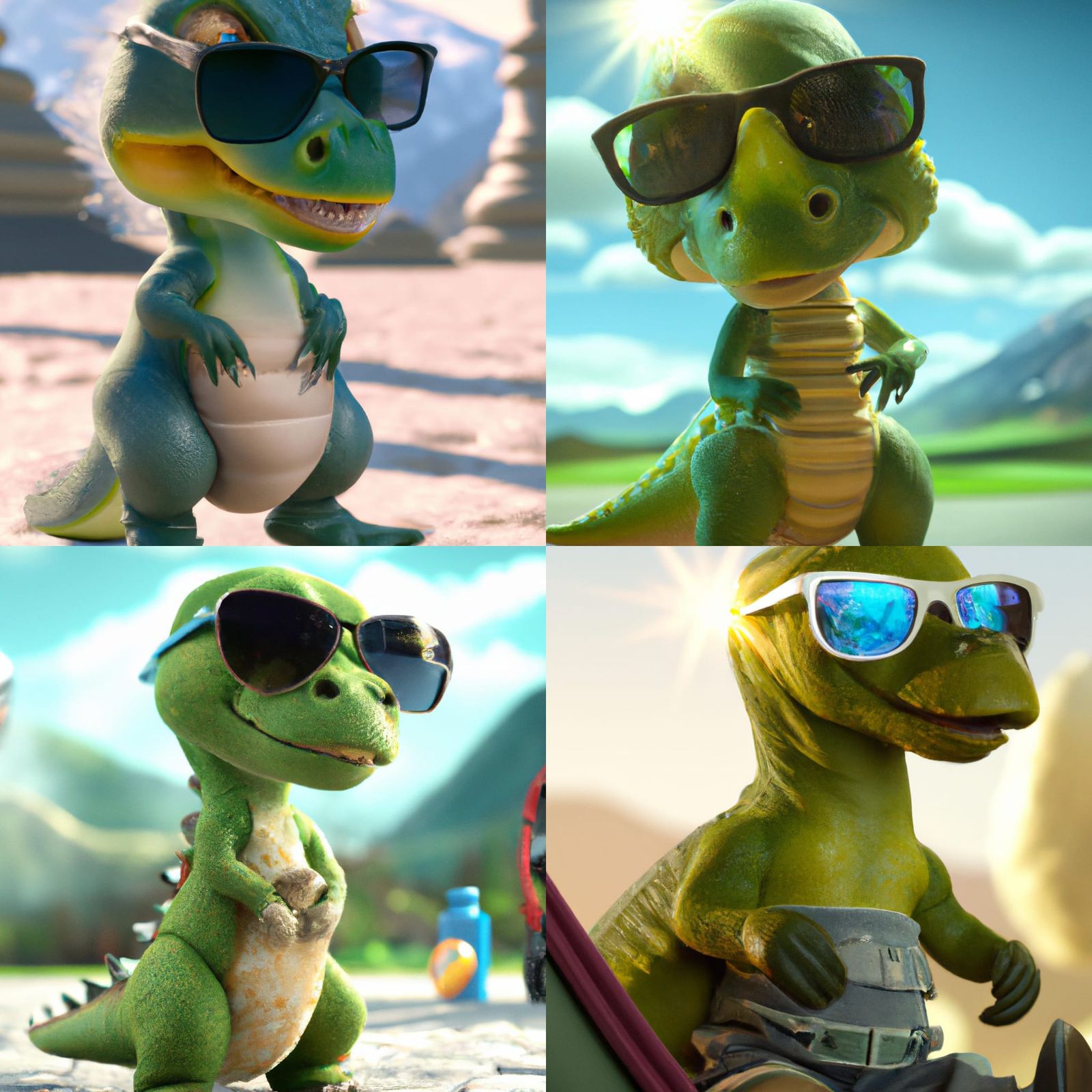 Adorable Yoshi in Sunglasses: 3D Rendered Art