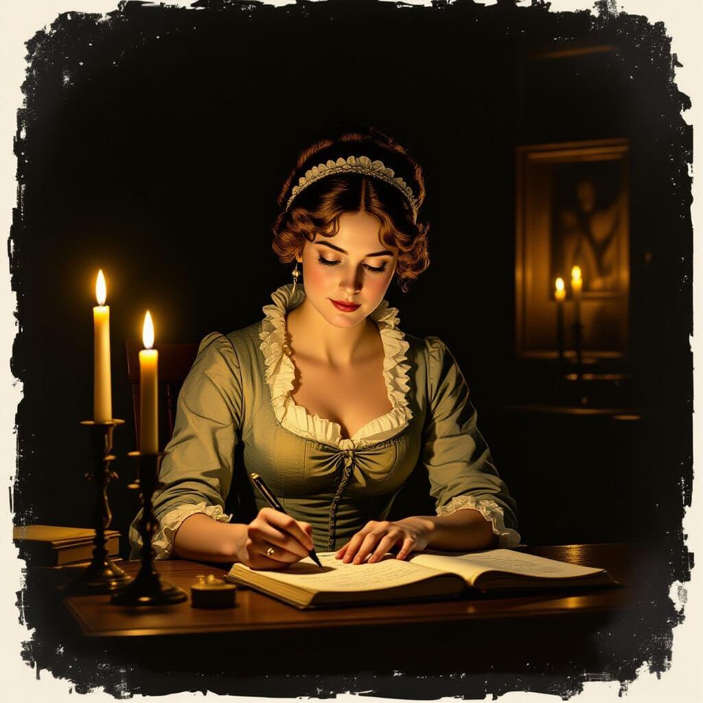 Jane Austen Writing by Candlelight, Regency Era