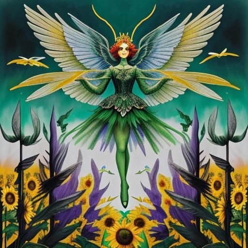 Surreal Flower Fairy Dreamscape in Fauvist Style