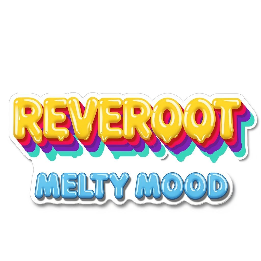 Reveroot Melty Candy Logo in Psychedelic Sticker Style