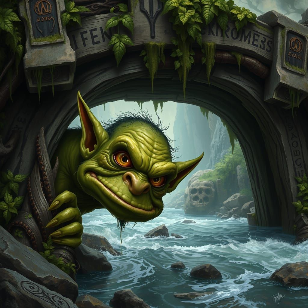 Troll Under Bridge: Matte Painting in Art Nouveau Style