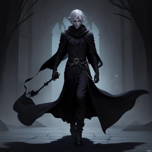 Drow Shadow Sorcerer in Black Robes