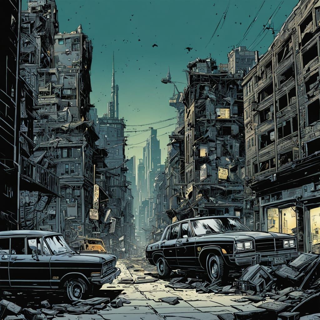 Gritty Cityscape in Frank Miller Style