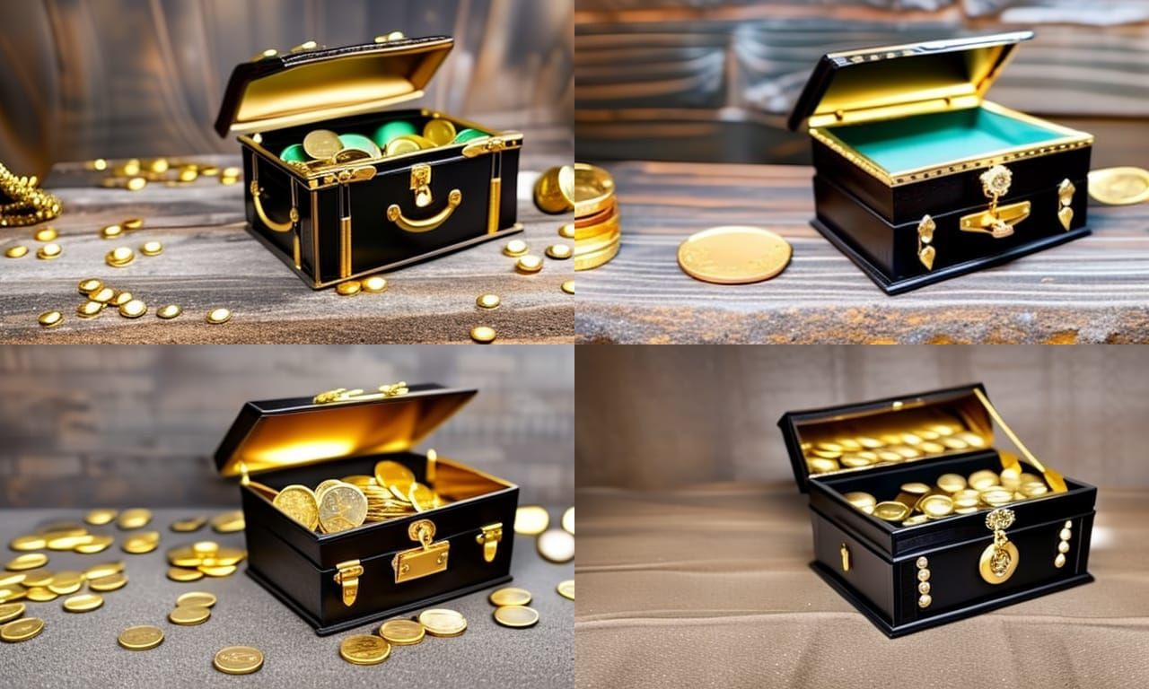 Pirate Treasure Chest Overflowing with Gold and Jewels