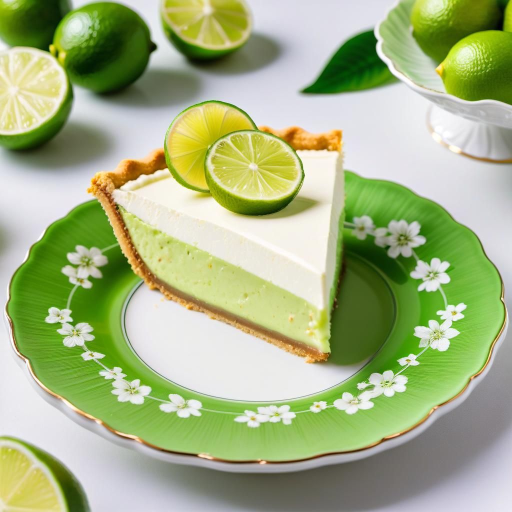 Vibrant Key Lime Pie Slice Still Life
