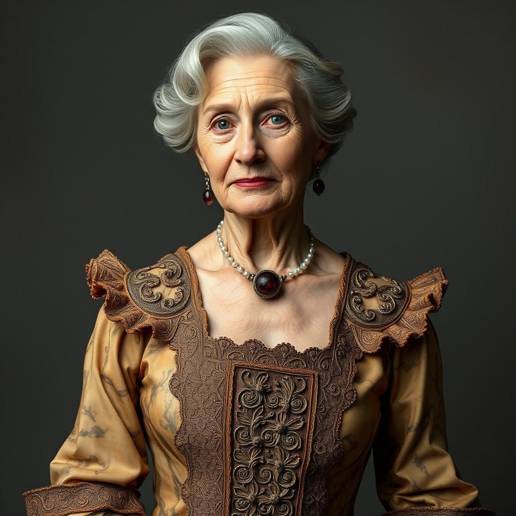 Elegant Woman Dressed in Marble Gown in Hyperrealistic Style