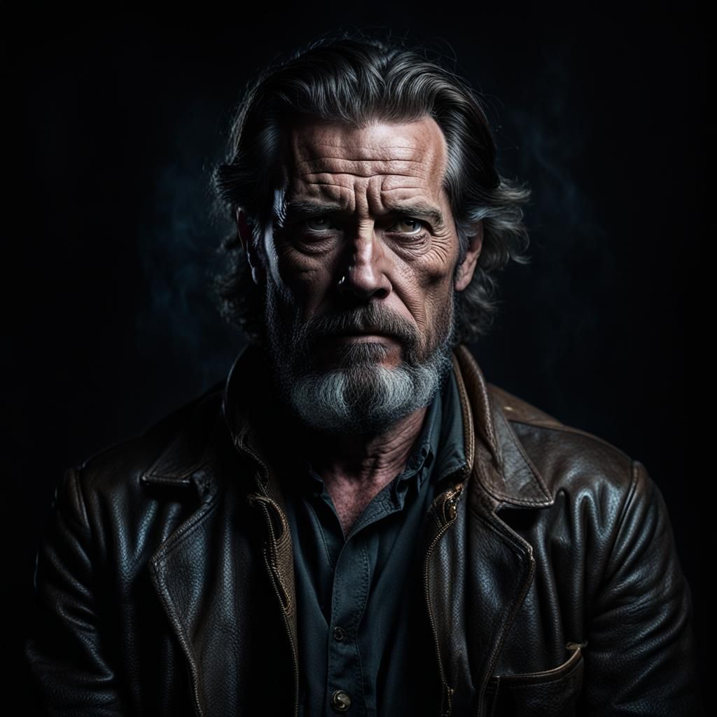 Striking Outlaw Portrait with Dramatic Lighting