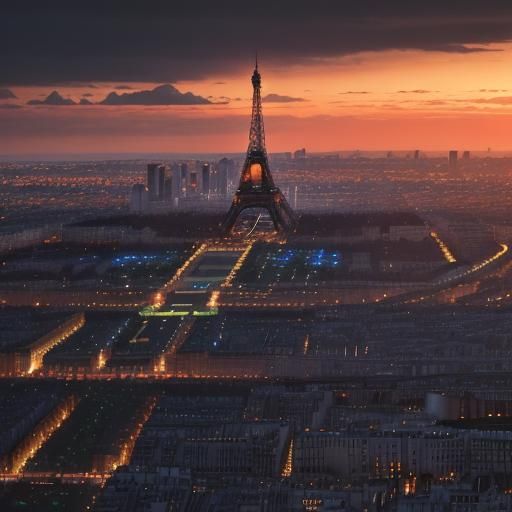 Eiffel Tower at Dusk: Cinematic Digital Painting