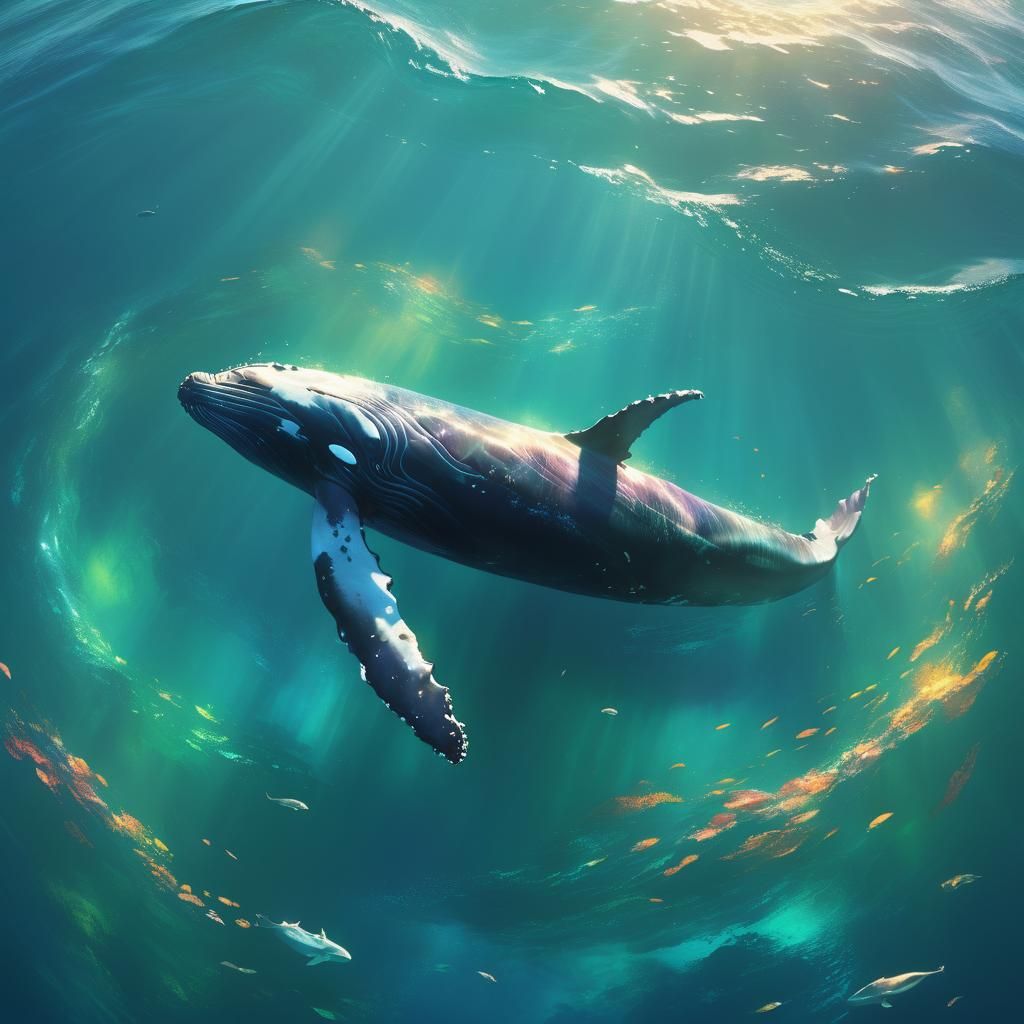 Whale Swims in Dreamlike Ocean, Miyazaki Style