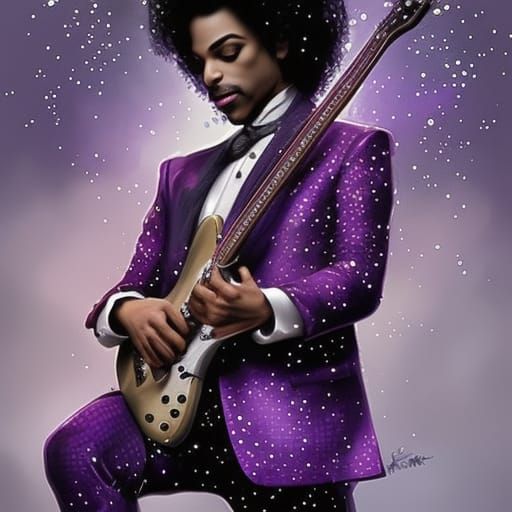 Prince playing guitar in the Rain
