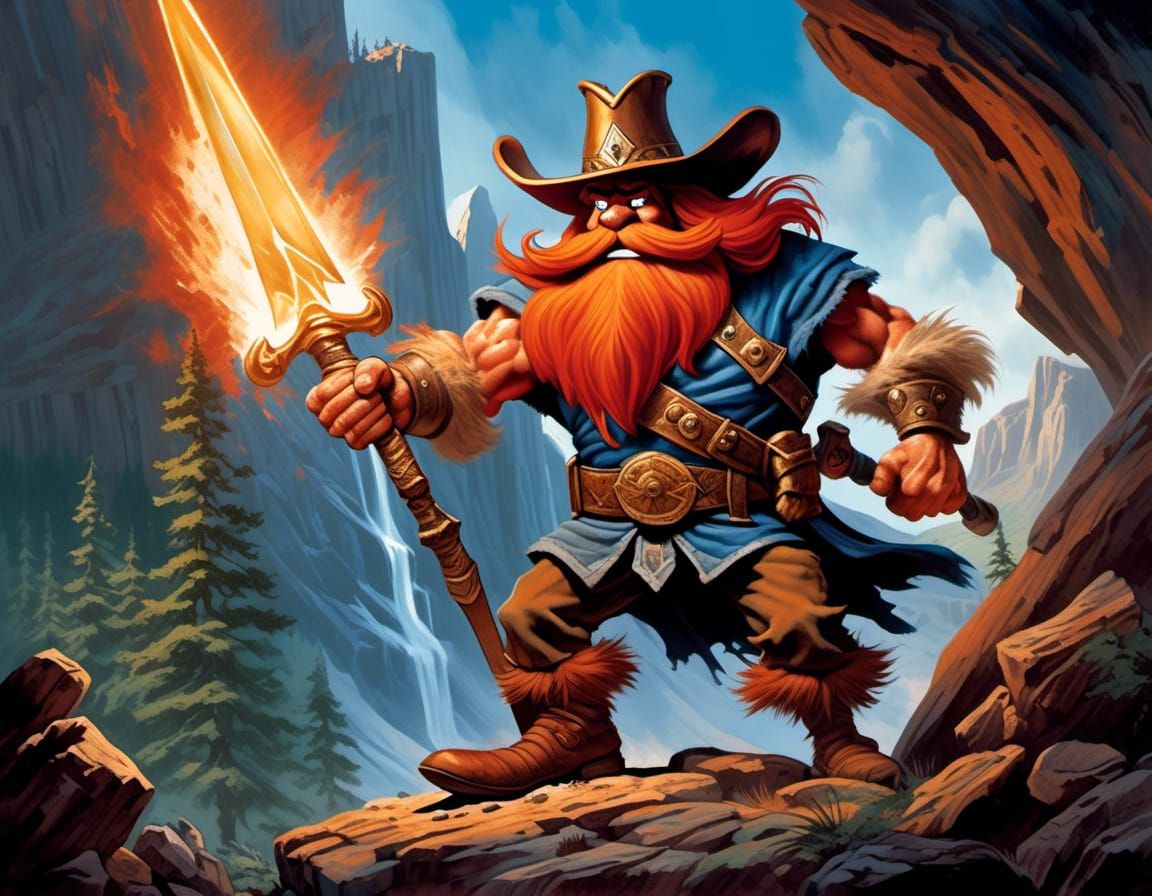 Yosemite Sam as King Arthur in Gouache Style