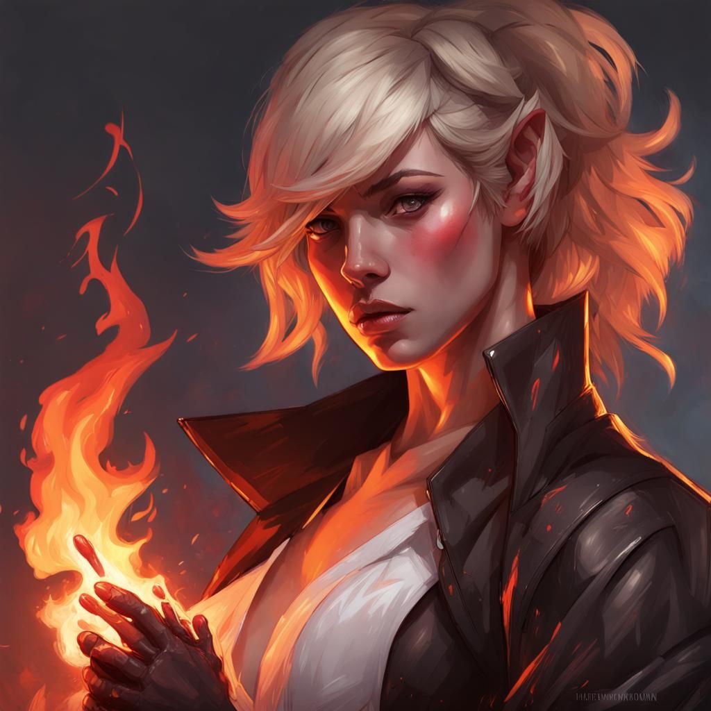 Fiery Portrait in Artgerm Style