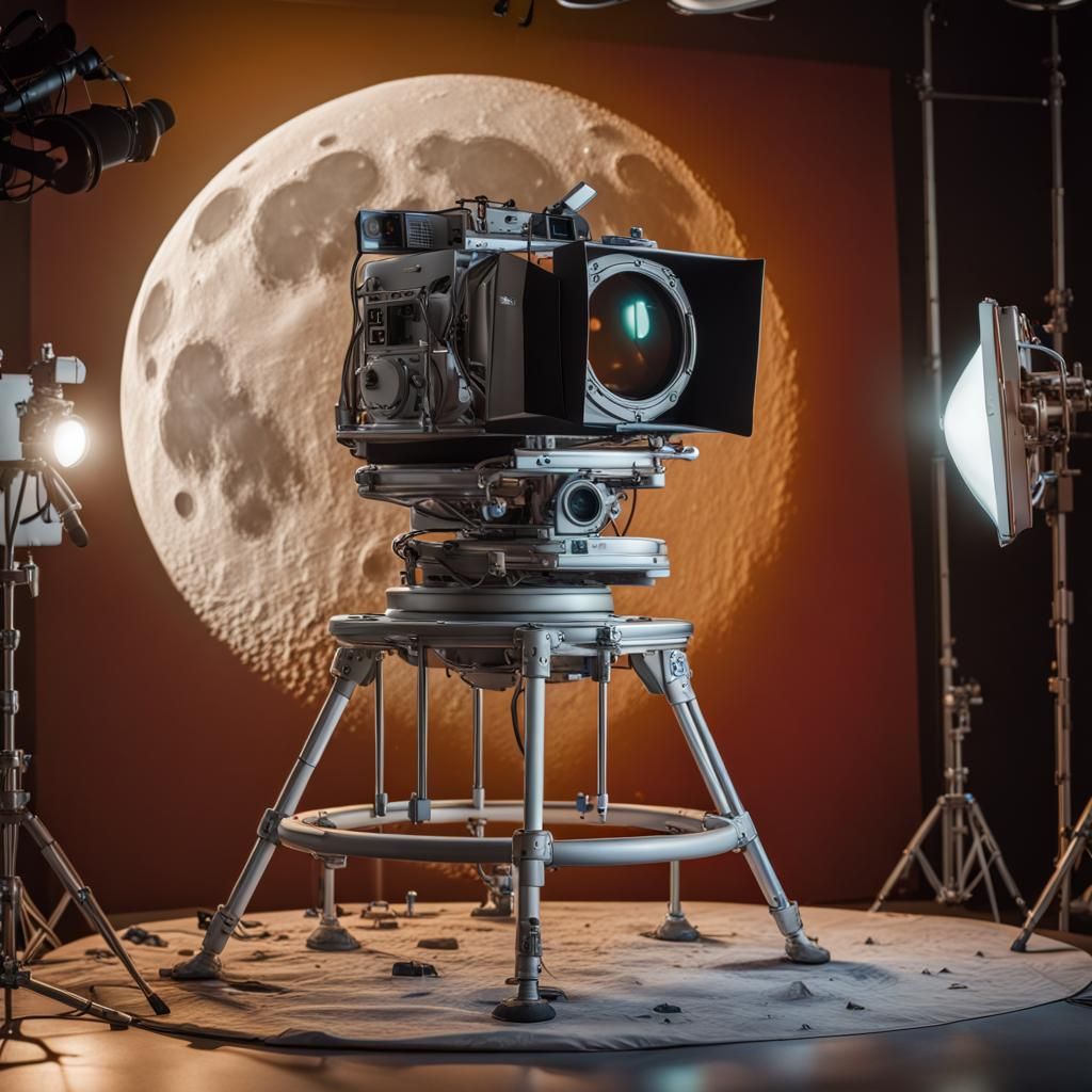 Moon Landing Studio Set in Hyperrealistic Style