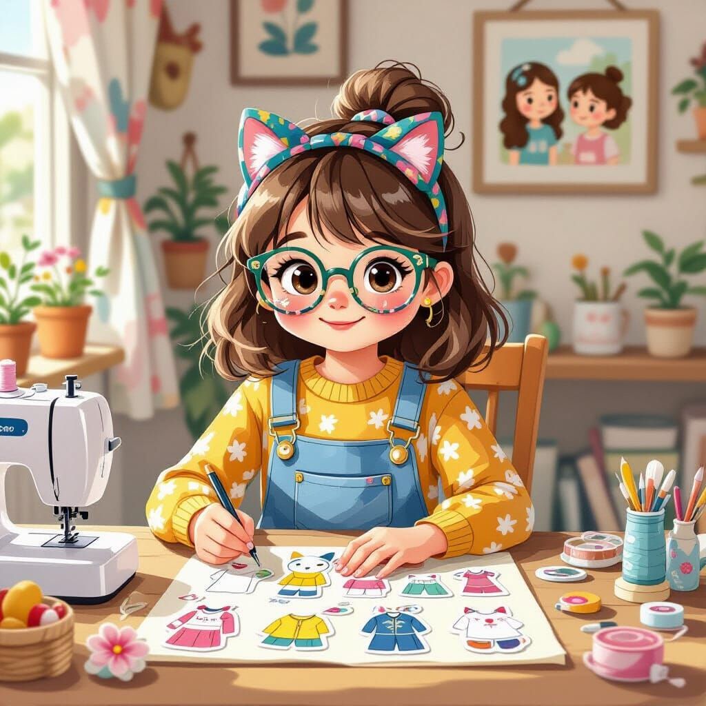 Girl's DIY Fashion Album, Watercolor Style