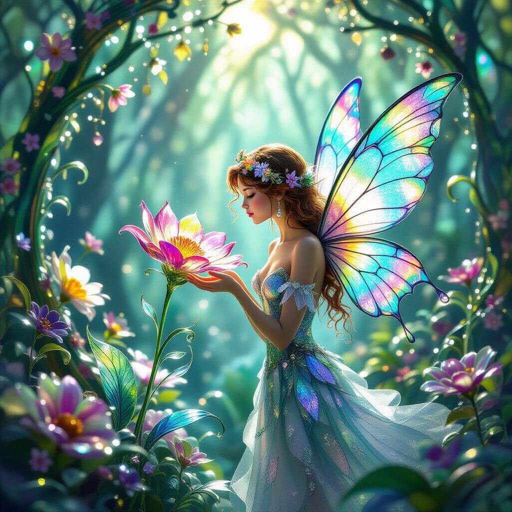 Glass Fairy in Luminous Glass Forest