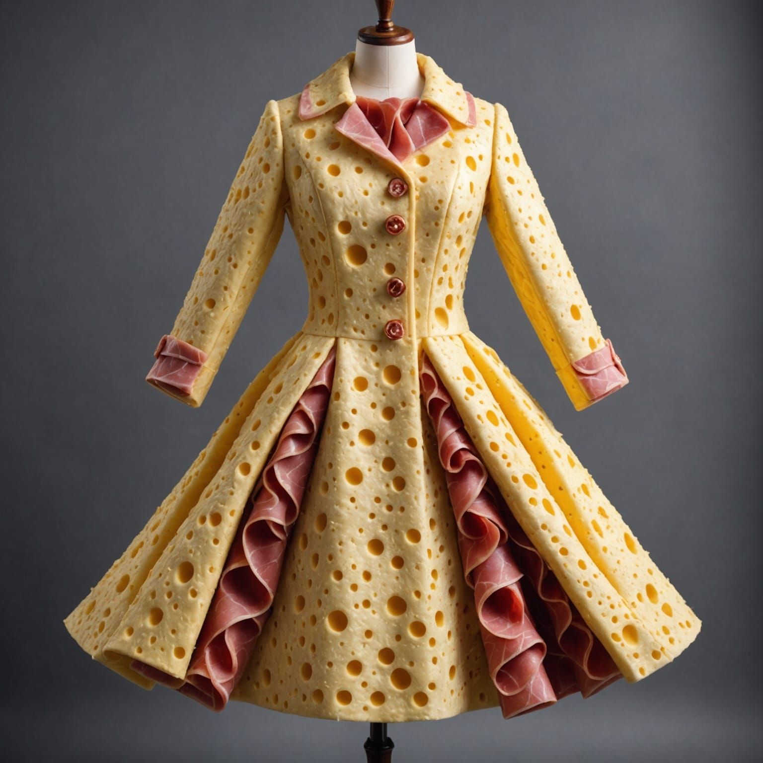 Ham and Cheese Dress with Textured Coat