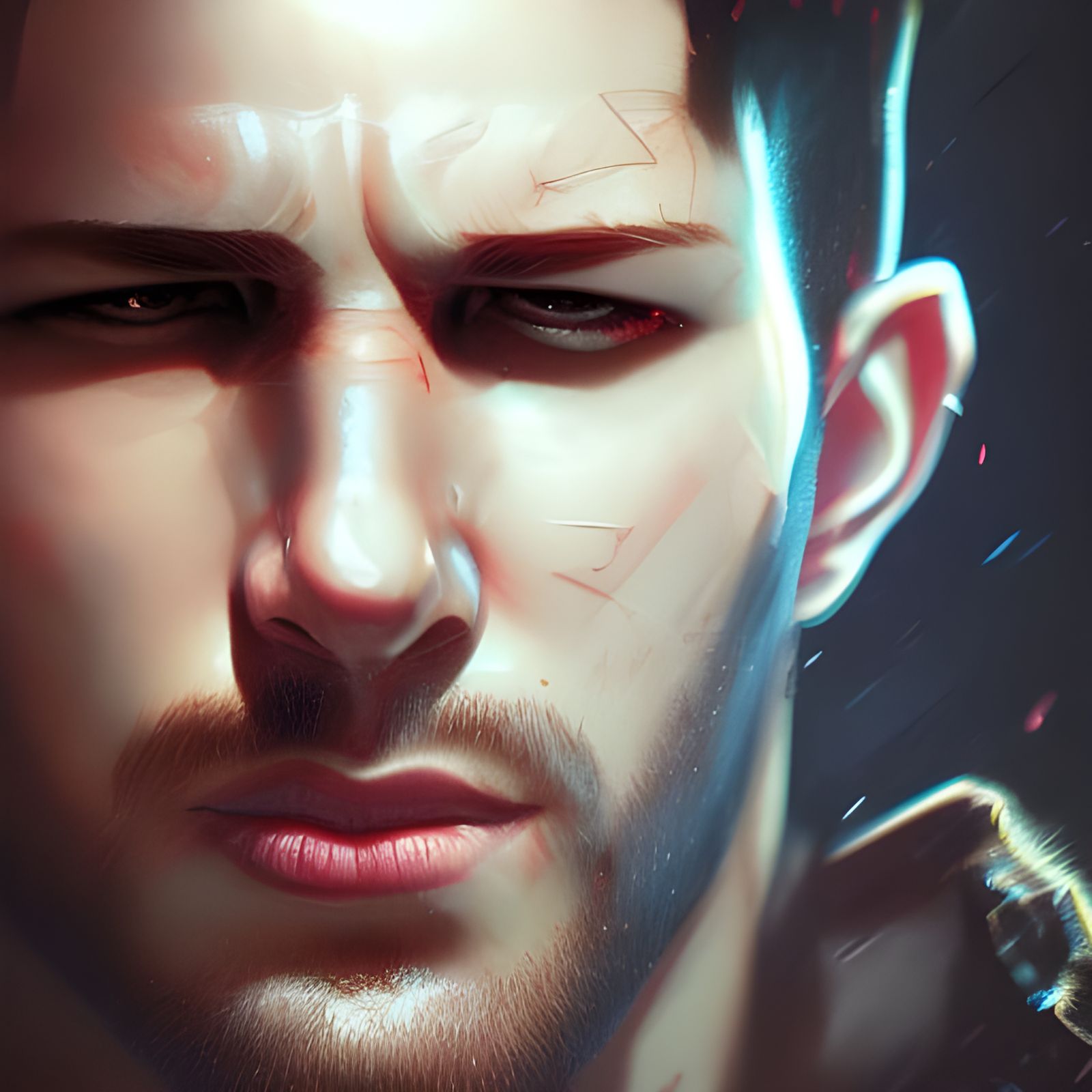 Detailed Portrait of Chris Redfield in Art Nouveau Style