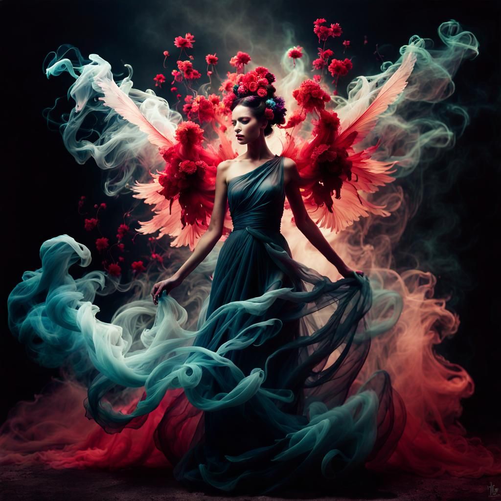 Red Flowers Smoke Fairy