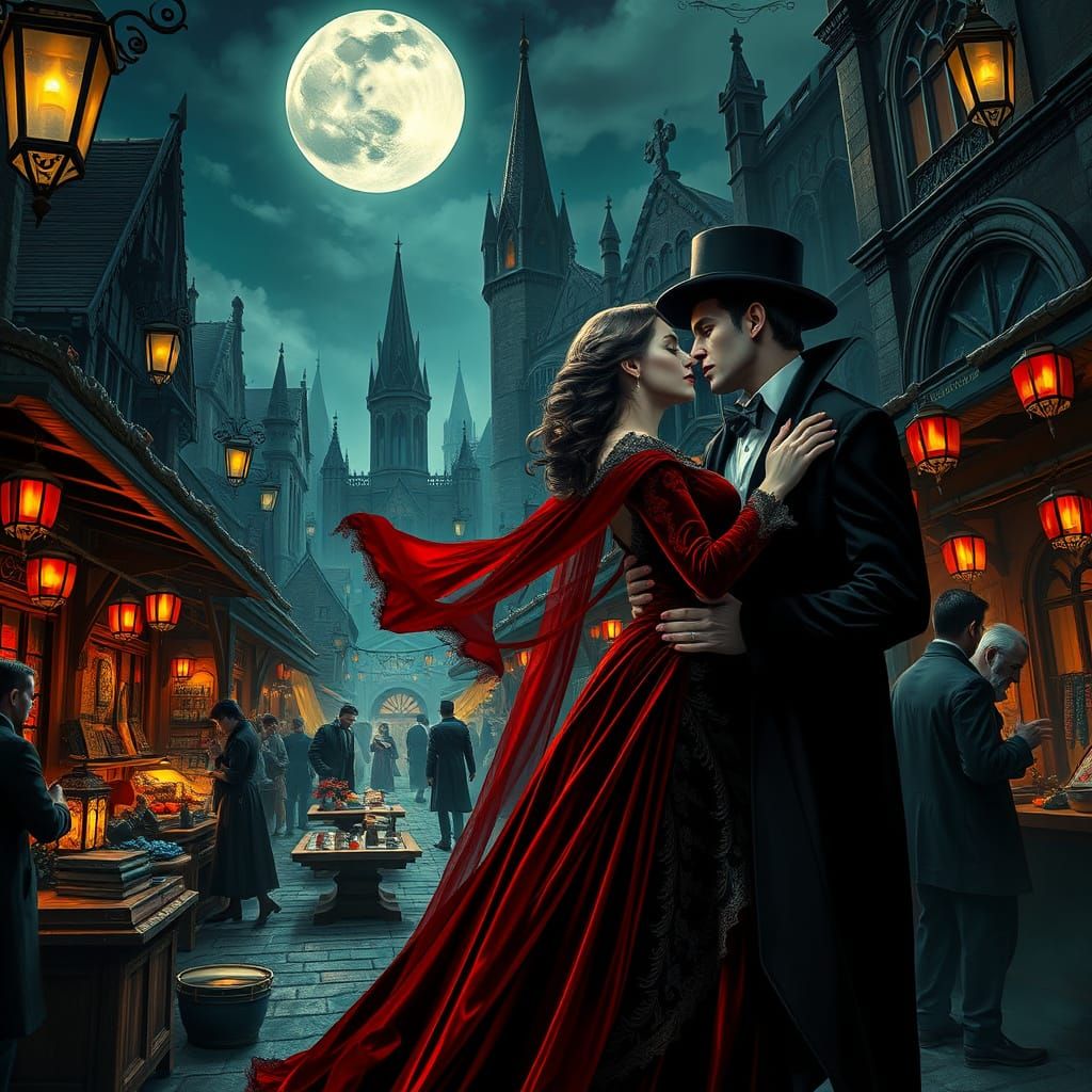 Gothic Vampire Siren Enchants Night Market Gentleman