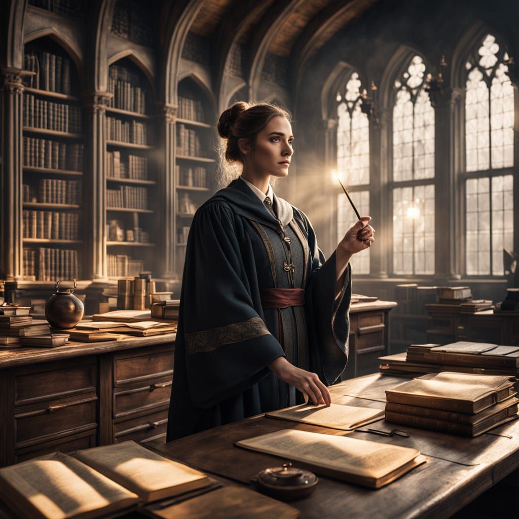 Elegant Hogwarts Professor in Cinematic Detail