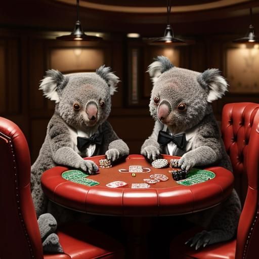 Anthropomorphic Koalas Playing Poker