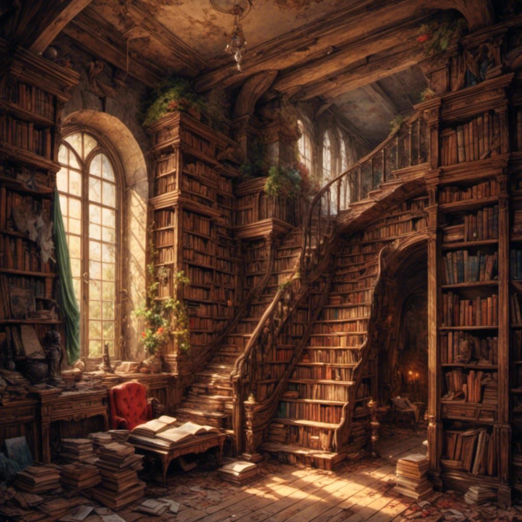 Bookshelf with Old Books