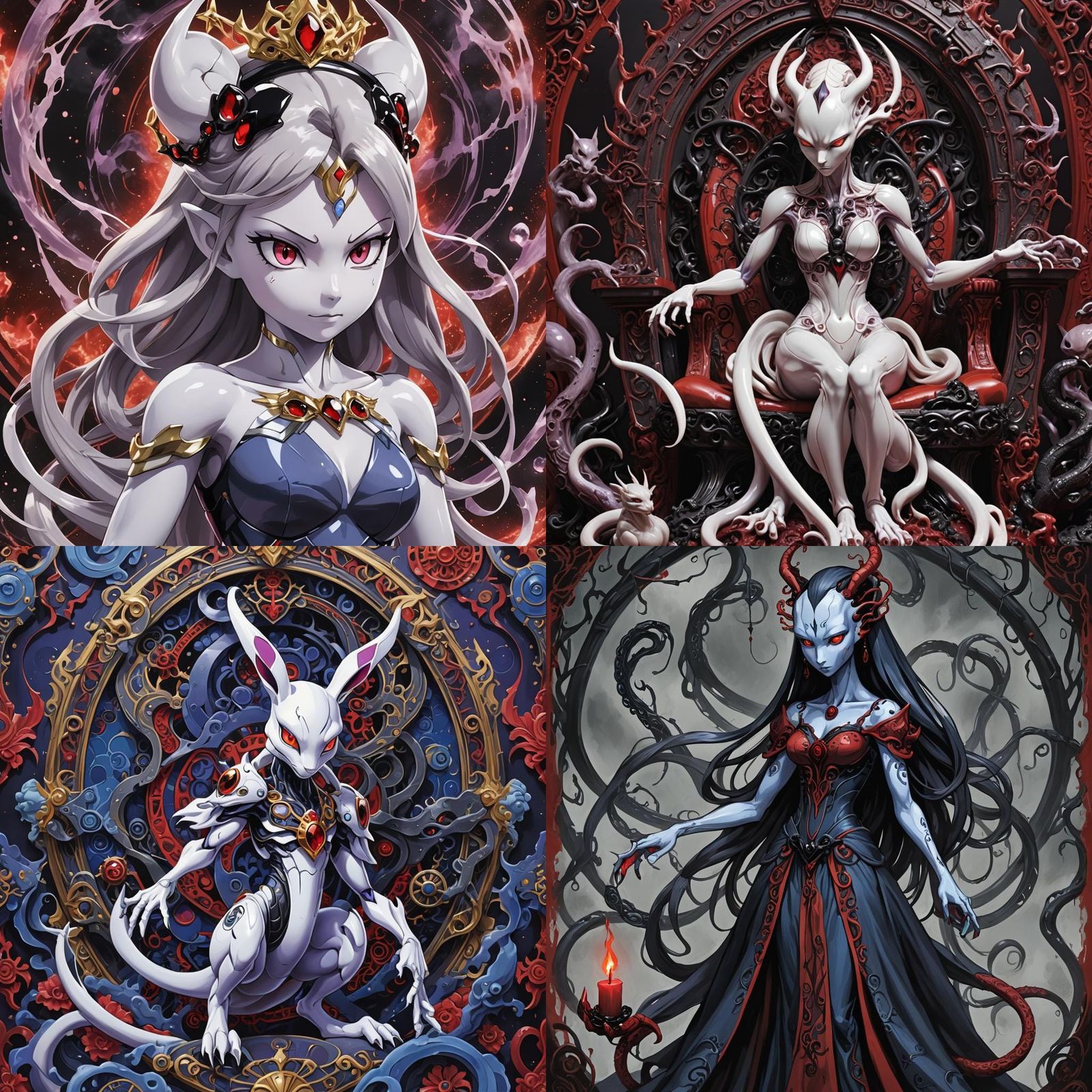 Demonic Porcelain Princess Mewtwo: Detailed Fantasy Art