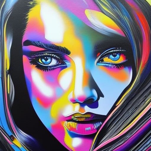 Stunning Woman's Mirror Reflection in Graffiti Art