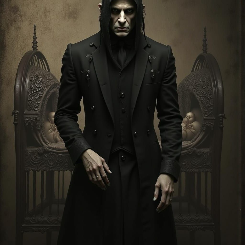 A Melancholic Victorian Gentleman in a Haunting Gothic Sanct...