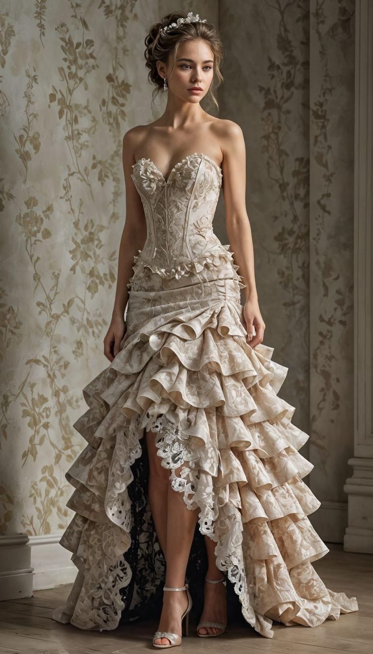 Mexican Woman in Ruffled Dress: Hyperrealistic Art