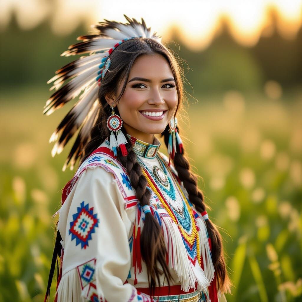 Blackfeet Woman in Traditional Regalia Portrait