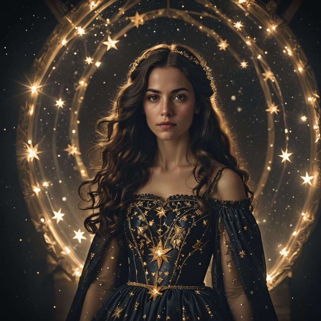 Celestial Woman: A Baroque Portrait in Chiaroscuro