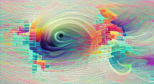 Colorful Swirling Data Vortex Digital Illustration