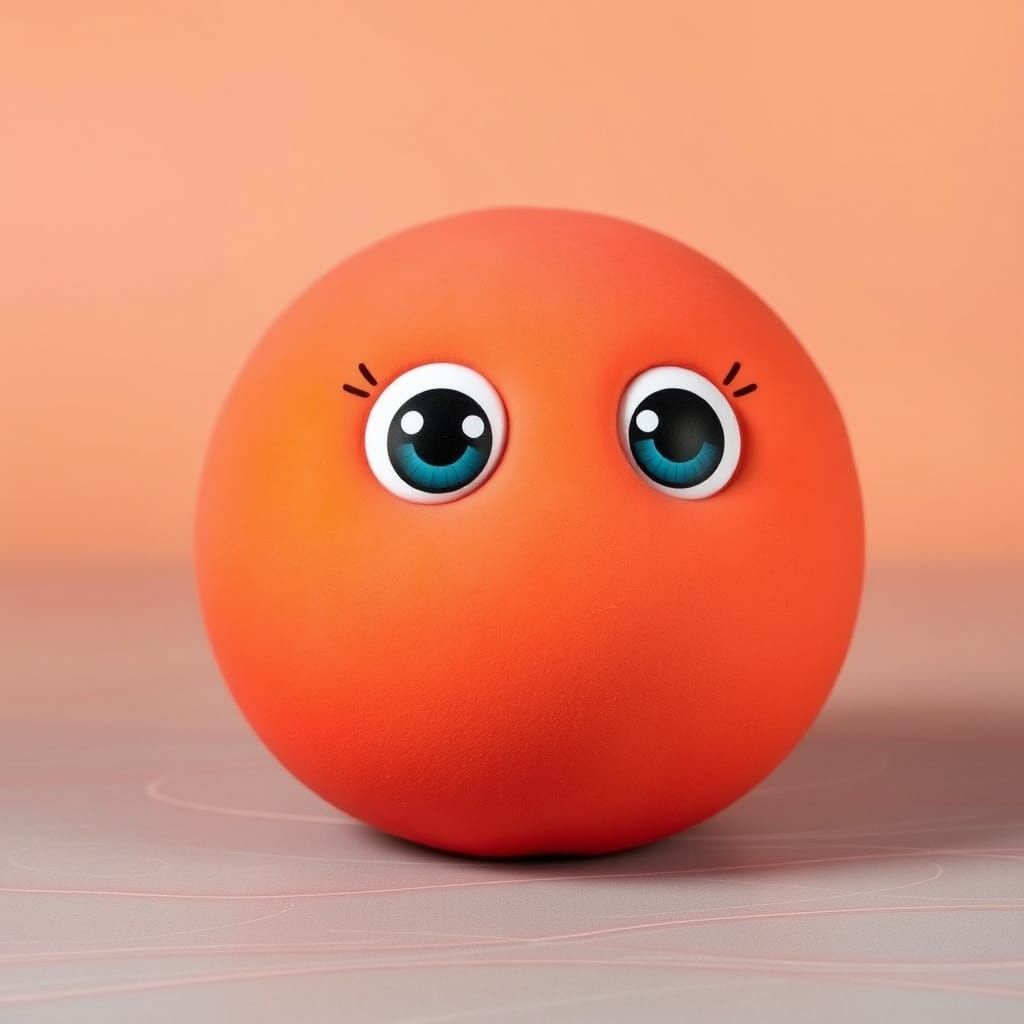 Vibrant Salmon Ball with Whimsical Eyes
