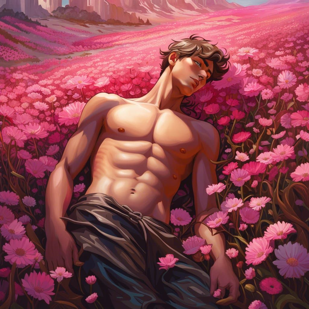 Floral Reclining Man: Art Nouveau Style