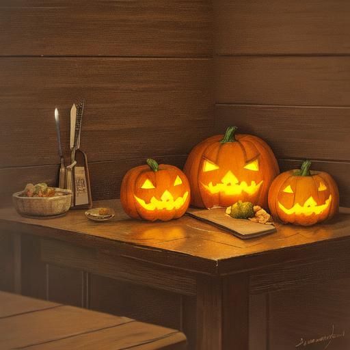 Impressionist Pumpkin Still Life in Golden Light