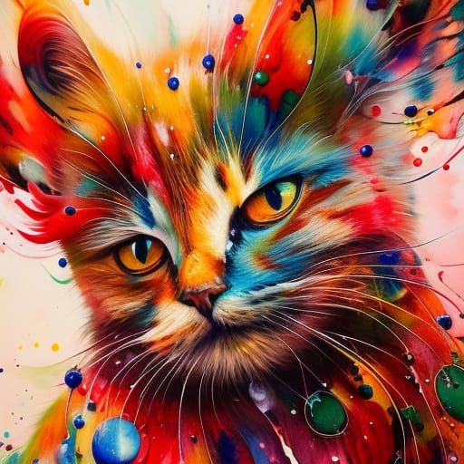 Cat Portrait with Knitwear in Detailed Gouache Style