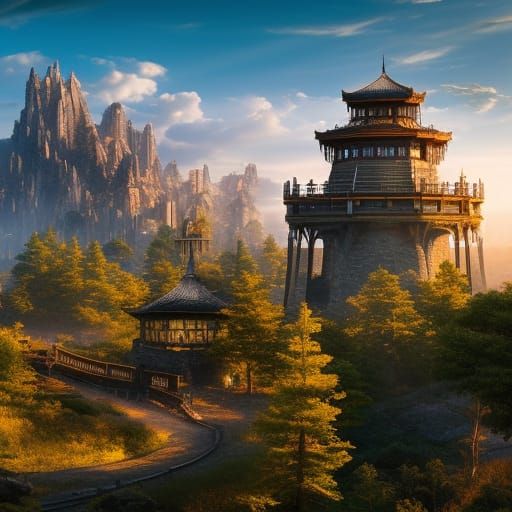 Epic Fantasy City Gates at Golden Hour