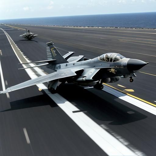 Futuristic Supersonic Aircraft Taking Off From Carrier
