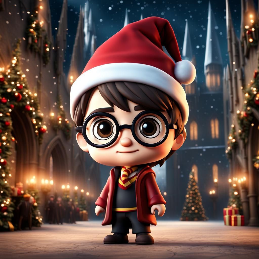 Harry Potter Christmas Chibi at Hogwarts