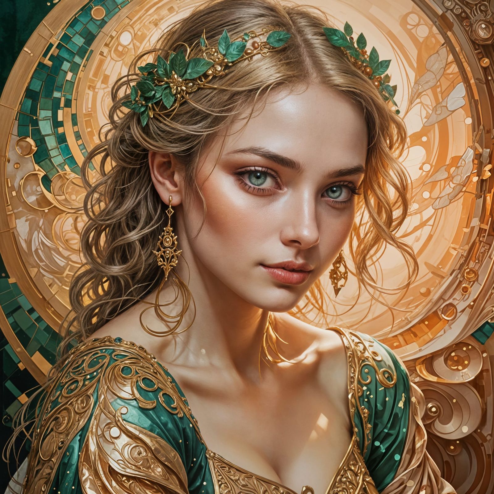 Portrait with Cubist Geometric Shapes, Matte Painting