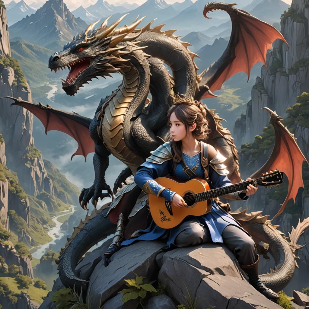 Princess on Dragon Guitar: Anime Art
