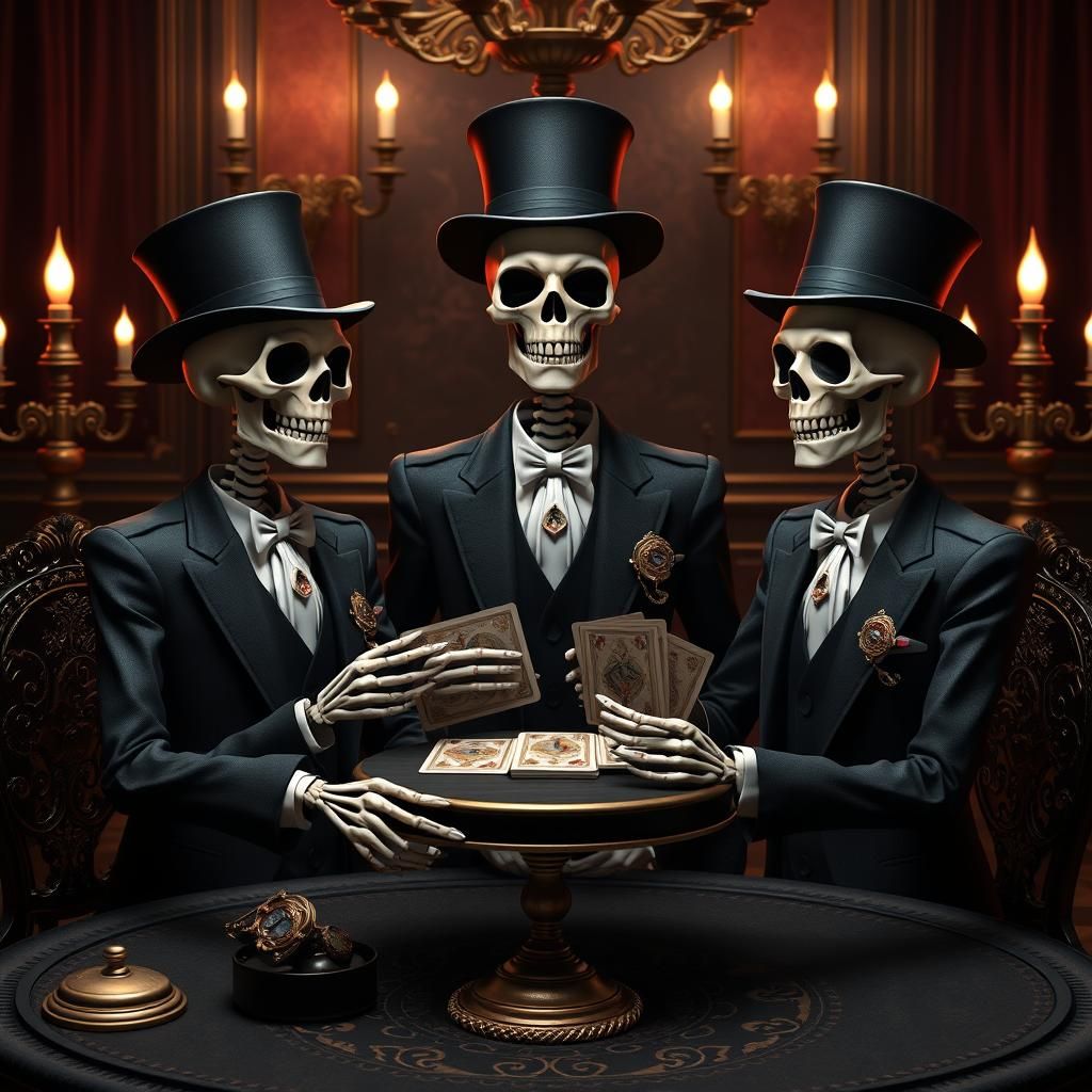 Skeletons Card Game in Ornate Dark Fantasy Style