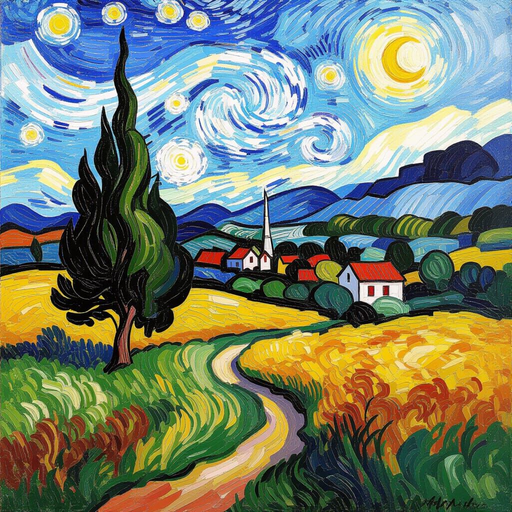 Impasto Landscape Painting with Vivid Colors