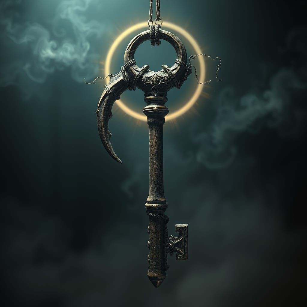 Mystical Dragon-Bone Key in Ethereal Glow